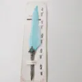 Vintage σετ πένας με γαλάζιο φτερό και πέντε μύτες από ανοξείδωτο ατσάλι σε κάρτα - Σετ 6 τεμαχίων / Μπλε