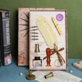 Vintage Schreibfeder Set mit Siegelstempel und Tinte für Kalligraphie - Creme Federstift-Kit