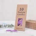 Juego de 10 velas de té moradas en embalaje de caja de papel kraft ecológico - Paquete de 10 / Púrpura