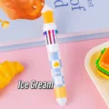 Simpatica penna a sfera a 10 colori con decorazione a forma di gelato per la scuola - Ice Cream / 50 Pezzi/Confezione