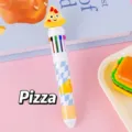 Penna a sfera retrattile a dieci colori con simpatico cartone animato di pizza e formaggio - Pizza / 50 Pezzi/Confezione