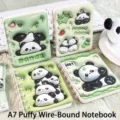 Lindo cuaderno de espiral A7 con diseño de panda verde y portada acolchada - Estilo Panda / Paquete Individual