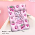 Cuaderno mini 3D creativo rosa con lindos animales y fresas, tamaño compacto 7x10 cm - Zorro Rosa