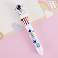 Simpatica penna a sfera astronauta a 10 colori con statuina 3D spazio per studenti - Set da 10 Colori / Bianco