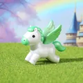 Miniature white winged flying horse figurine with green mane for DIY and car decoration - Green
