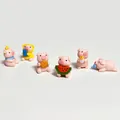 Set of 6 adorable mini cartoon resin pig figurines in various funny poses for desk decor - Random Piggy Ornament (Single)