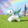 Cute mini white cartoon pegasus figurine ornament with blue wings for DIY crafts - Blue
