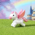 Adorable miniature pink and white winged Pegasus figurine for DIY crafts and home decor - Pink