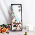 Vintage calligraphy quill feather pen gift set with ink bottle and 5 replacement metal nibs - Feather Pen Gift Set (004) / Sky Blue