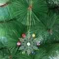 Transparent snowflake Christmas tree ornament with colorful pearls and gold string. - White