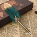 Vintage grüne Federkiel-Stift mit goldenem Glitzer-Akzent - Dunkelgrün