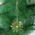 Festive transparent green snowflake ornament with colorful beads for Christmas tree decor - Yellow
