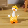 Adorable tilted-head white goose resin figurine in yellow polka-dot pajamas decoration - Individual Price (Random Style)