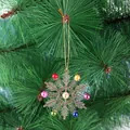 Transparent snowflake Christmas ornament with colorful beads for tree decoration - Pink