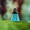 Linterna luminosa en miniatura turquesa para decoración de jardines en micropaisajes - Estilo de Linterna Única / Azul Luminoso