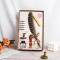 Juego de regalo de pluma estilográfica vintage con sello de lacre y tinta - Juego de Regalo Clásico de Plumas Verde Oscuro / Verde Oscuro