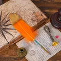 Exquisite vintage European style gradient orange and gold feather quill pen set for gifts - Gradient Orange