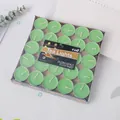 Premium pack of 50 green round unscented tea light candles for wedding and home decoration - Pack of 25 / Green