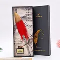 Coffret cadeau stylo plume rouge et or vintage avec encre et cinq pointes de rechange - Rouge