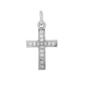 Close-up of a silver cross pendant inlaid with sparkling clear stones for jewelry DIY - Double Row Rhinestone Cross (#8)