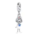 Detail view of silver cartoon nurse charm with red cross and blue clipboard detail. - Cartoon Nurse Pendant (#12)