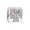 Detailed view of silver cross cube bead charm for DIY bracelet and jewelry making - Antique Silver Cross Cube Bead (#15)
