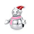 Festive 925 silver snowman charm with red hat and pink scarf for DIY charm bracelets - Snowman (B-9)