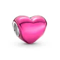 Polished vibrant pink enamel heart charm bead for women's DIY jewelry bracelets - Rose Pink Heart (B-24) / 5 Pieces Pack