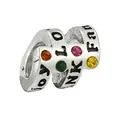 Elegant silver DIY charm bead with multi-color crystals and engraved words LOVE LUCK - Colorful Gemstone Spiral Style (B-30) / 5 Pieces Pack