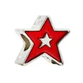 Red enamel star charm bead with silver inner star for DIY bracelet jewelry making - Five-Pointed Star (B-40)