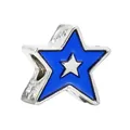 Detailed blue enamel star charm bead with silver star inlay for DIY jewelry bracelets - Blue Star (B-43)