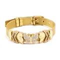 Gold mesh bracelet with butterfly and Best Friend heart charms and pavé crystals - Gold Butterfly Heart Style (#18)