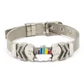 Silberfarbenes Mesh-Armband mit geteiltem Best Friend Herz und Regenbogen-Charms - Silber Regenbogen Wolke Stil (#1)