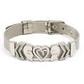 Silbernes Mesh-Armband mit Herz-Anhängern und Best Friend Gravur - Silber Hohlherz Stil (#3)