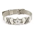 Silver mesh bracelet featuring a sparkling rhinestone star and Best Friend charms - Silver Inlaid Star Style (#6)