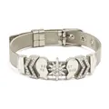 Elegant silver mesh bracelet featuring Best Friend heart charm and crystal sunburst - Silver Compass Star Style (#10)