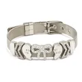 Silver mesh bracelet featuring rhinestone heart and bow charms with Best Friend text - Silver Bowknot Heart Style (#11)