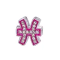 Rosa Fische Sternzeichen-Charm-Perle mit glitzernden weißen Strasssteinen für DIY-Armbänder - Fische(#12)