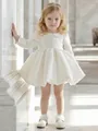 Elegant white flower girl princess dress with Peter Pan collar and puffed skirt on girl - 6-7Y / Dresses / Off White