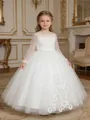 Luxurious white lace and tulle flower girl princess dress for elegant weddings and parties - 4Y / Dresses / White