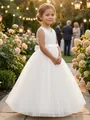 Elegant white lace and tulle flower girl dress for wedding ceremonies and formal events - 8-9 Years / Dresses / Off White