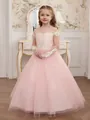 Elegant long sleeve pink lace tulle princess dress for flower girls and parties - Dresses / Light Pink / 4Y