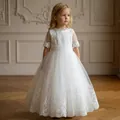 Elegant white lace and tulle flower girl princess dress for weddings and special occasions - 4Y / Dresses / Off-White