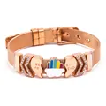 Rose gold mesh belt bracelet with Best Friend heart and rainbow cloud charm detail - Rose Gold Rainbow Cloud Style (#27)
