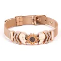 Elegant rose gold mesh bracelet with sunflower and broken heart friendship charms - Rose Gold Sunflower Heart Style (#37)