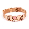 Rose gold mesh bracelet with crystal heart and BEST FRIEND engraved charms - Rose Gold Lollipop Heart Style (#39)