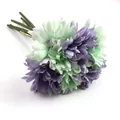 Detailed view of mixed purple and mint green artificial Gerbera daisy bouquet stems - 6Pcs/Set / Purple & Green
