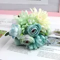 Close-up of mixed artificial Gerbera and rose bouquet in soft blue and green tones - Blue, Green, & White
