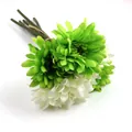 Detail shot of green and white artificial gerbera daisies with realistic silk petals. - 6Pcs/Set / Green/White