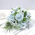 Elegant artificial blue rose and hydrangea bouquet for Nordic home decor and weddings. - Blue Tea Bud